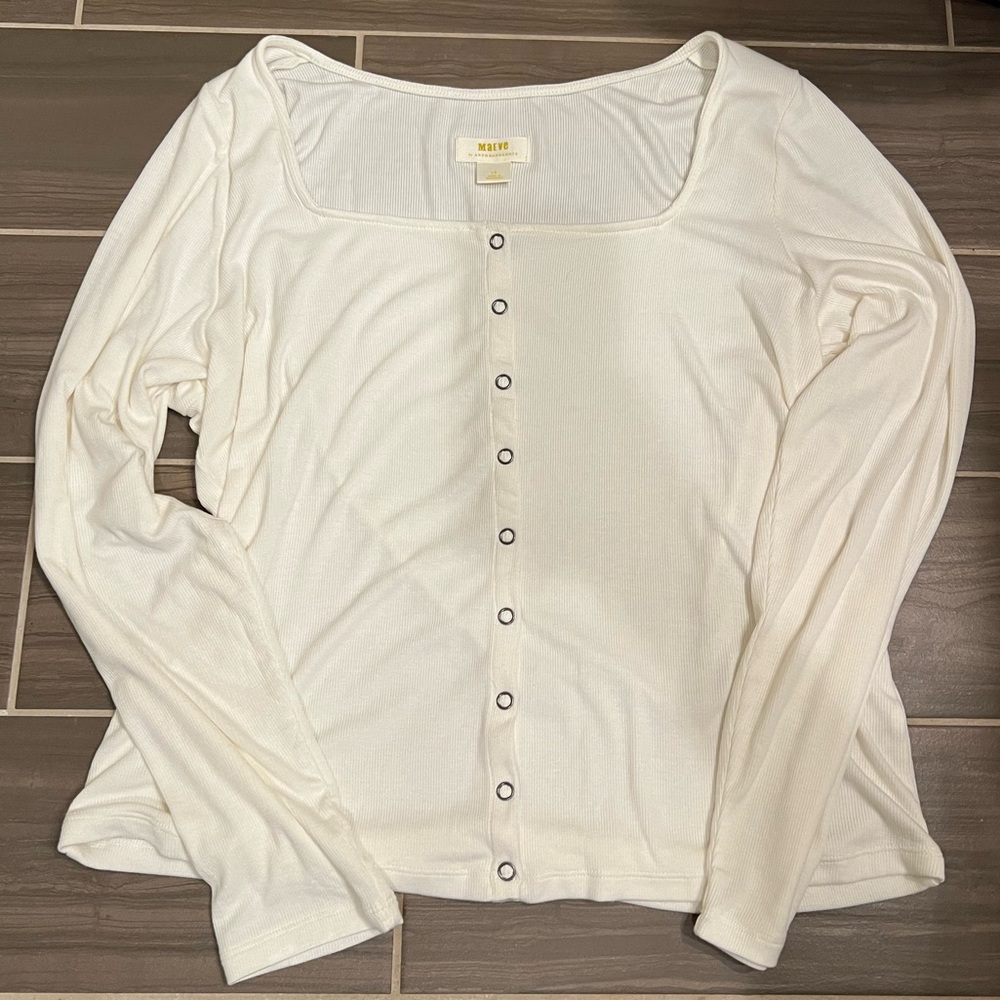 Anthropology Maeve Square Neck Button Front Cardigan